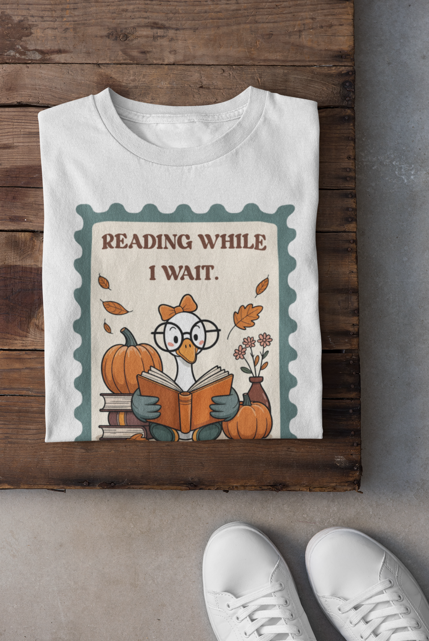 Reading While I Wait - Bookish Fall T-Shirt